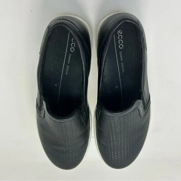 ECCO Soft Classic Women's Black Leather Slip-On Sneakers Perforated Comfort (37) - Picture 7 of 7